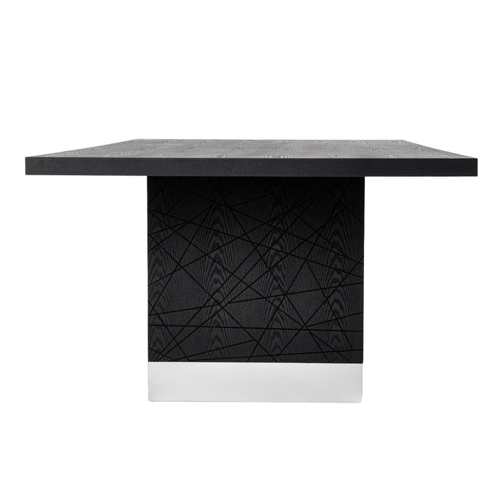 Kenda - Modern Black Ash + Stainless Steel Dining Table