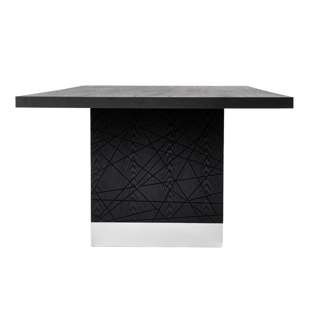 Kenda - Modern Black Ash + Stainless Steel Dining Table - View 11