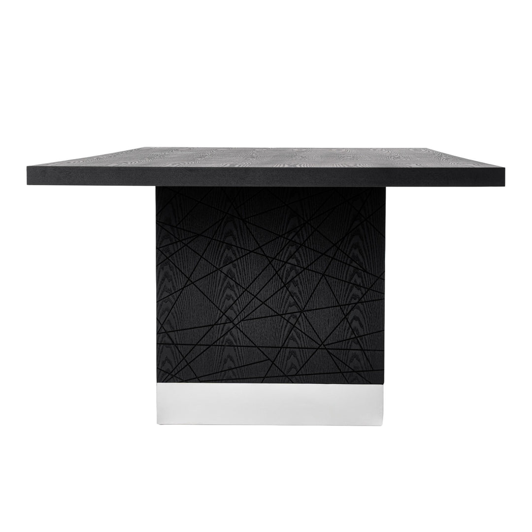 Kenda - Modern Black Ash + Stainless Steel Dining Table