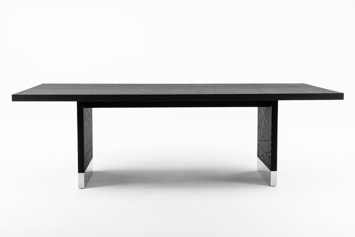 Kenda - Modern Black Ash + Stainless Steel Dining Table