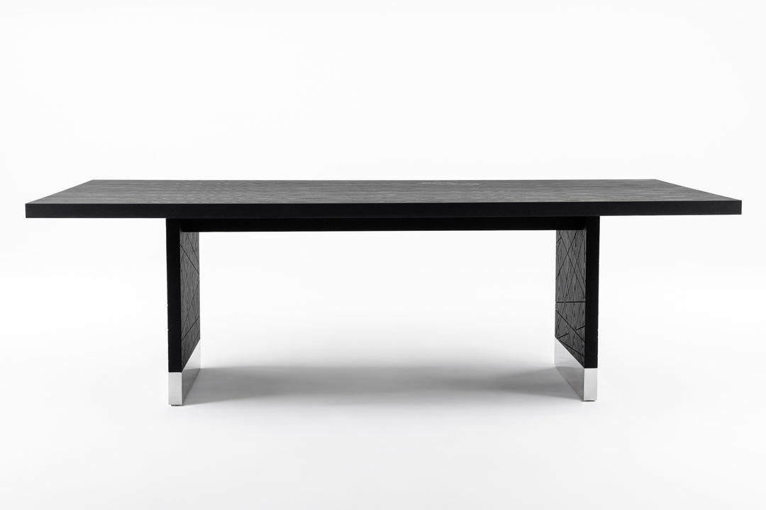 Kenda - Modern Black Ash + Stainless Steel Dining Table