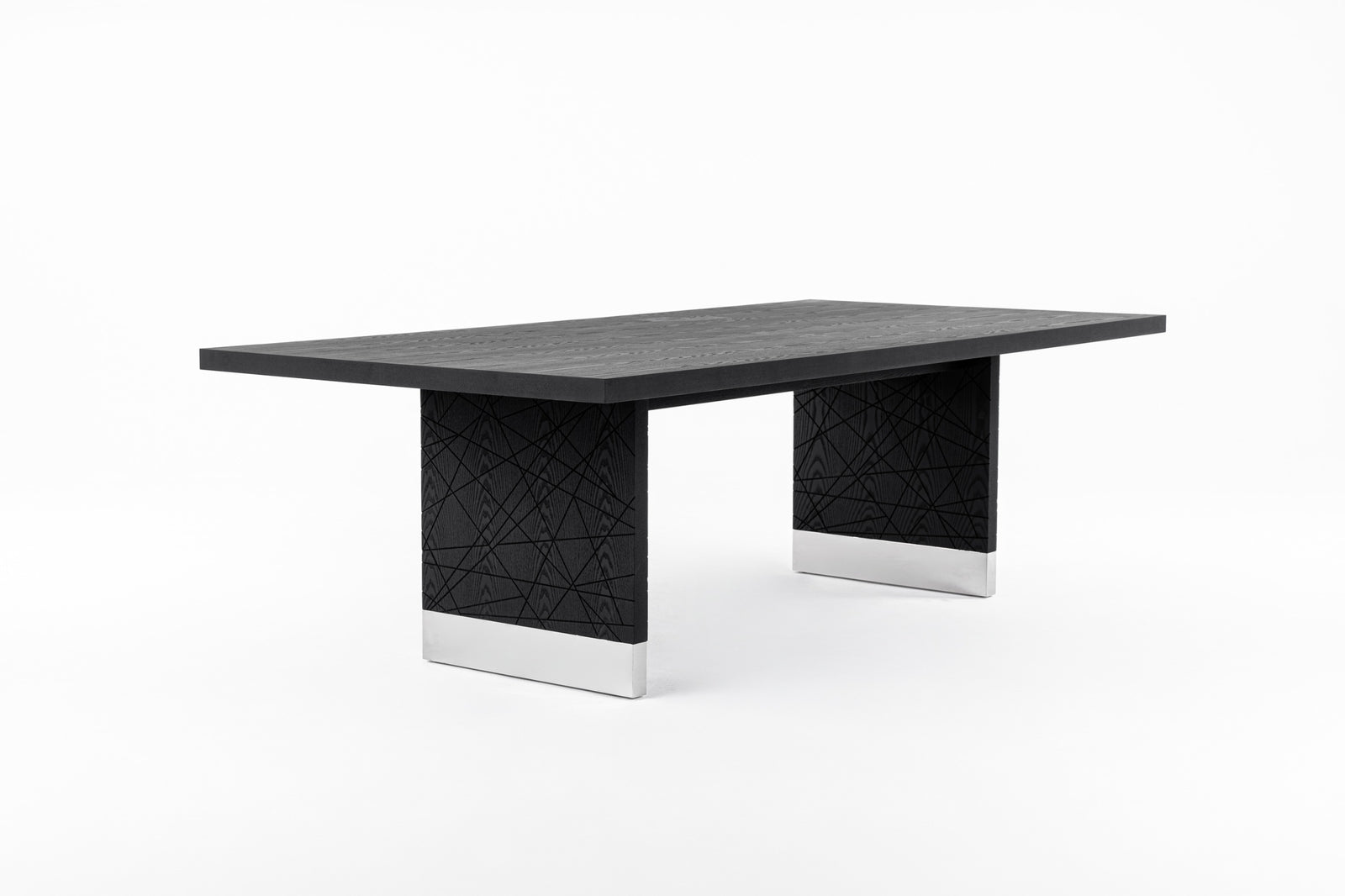 Kenda - Modern Black Ash  Stainless Steel Dining Table