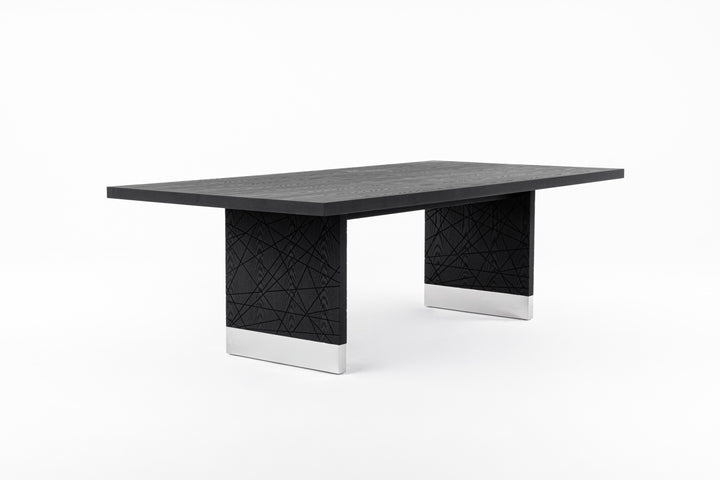 Kenda - Modern Black Ash + Stainless Steel Dining Table