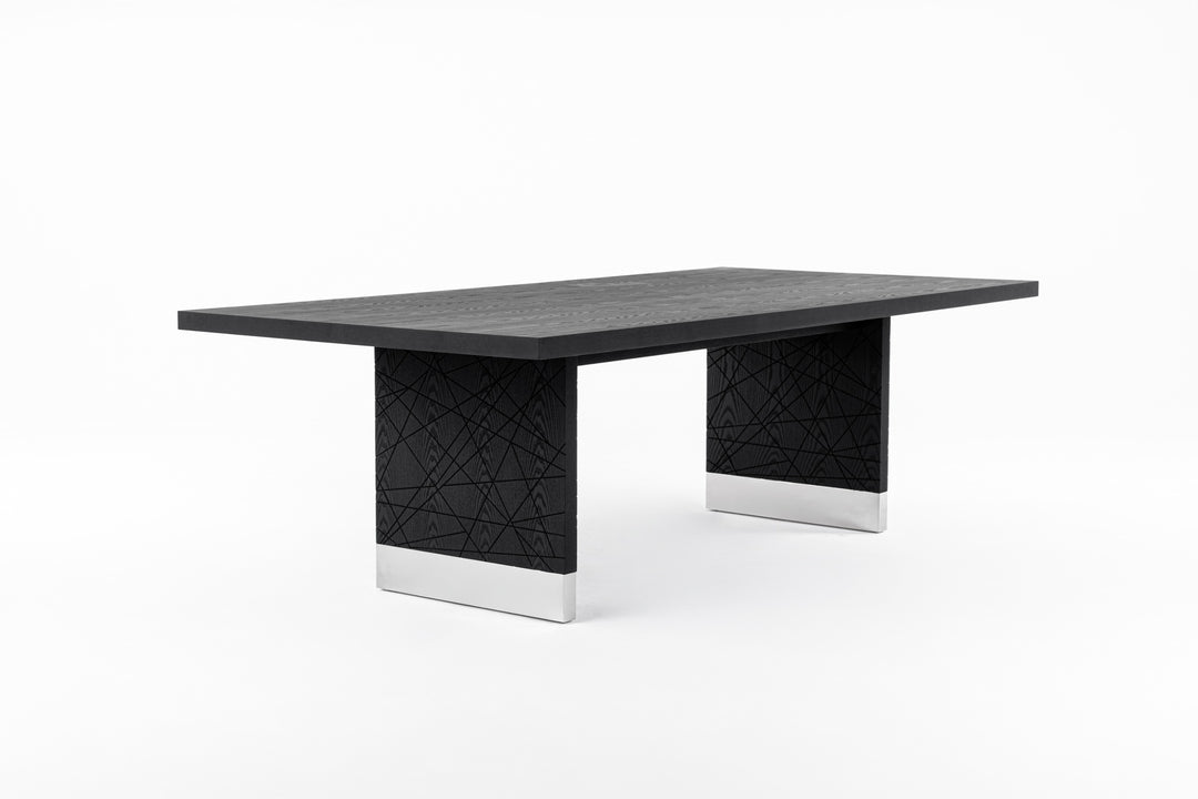 Kenda - Modern Black Ash + Stainless Steel Dining Table
