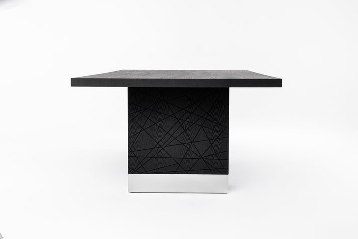 Kenda - Modern Black Ash + Stainless Steel Dining Table