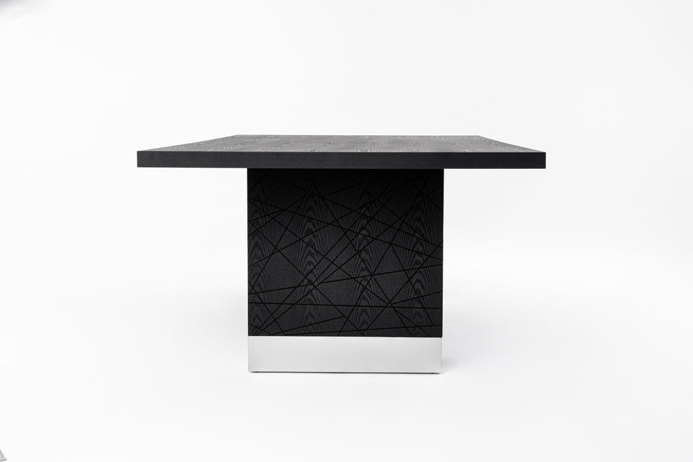 Kenda - Modern Black Ash + Stainless Steel Dining Table - View 4