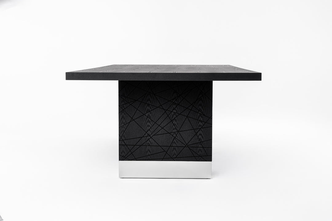 Kenda - Modern Black Ash + Stainless Steel Dining Table