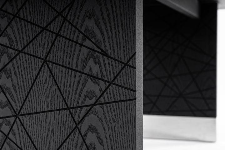 Kenda - Modern Black Ash + Stainless Steel Dining Table