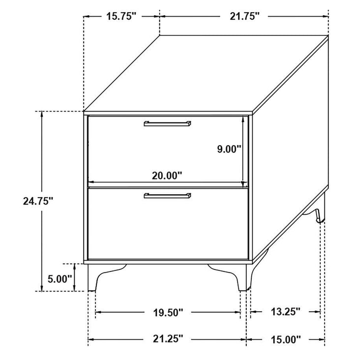 Kendall - 2 - Drawer Nightstand - Black Accent Nightstand modern furniture Contempo Furniture