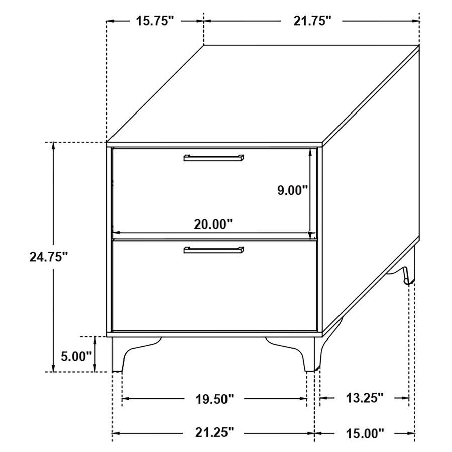 Kendall - 2 - Drawer Nightstand - Black Accent Nightstand modern furniture Contempo Furniture