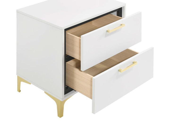 Kendall - 2 - Drawer Nightstand - White Accent Nightstand modern furniture Contempo Furniture