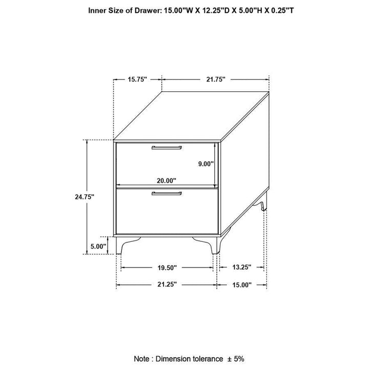 Kendall - 2 - Drawer Nightstand - White Accent Nightstand modern furniture Contempo Furniture