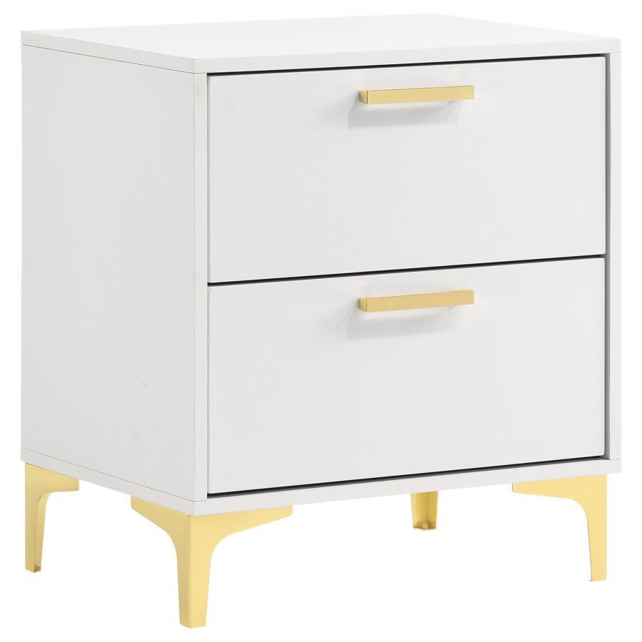 Kendall - 2 - Drawer Nightstand - White Accent Nightstand modern furniture Contempo Furniture