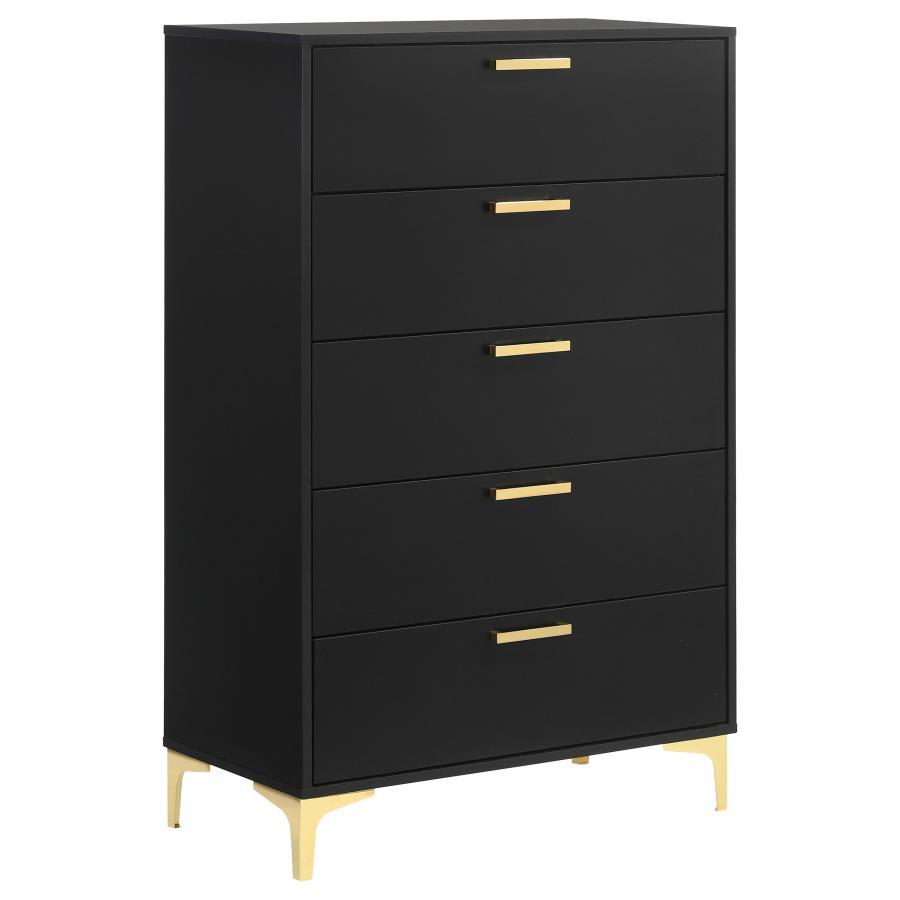 Kendall - 5 - Drawer Bedroom Chest - Black Accent Chest modern furniture Contempo Furniture