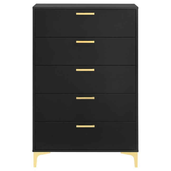 Kendall - 5 - Drawer Bedroom Chest - Black Accent Chest modern furniture Contempo Furniture