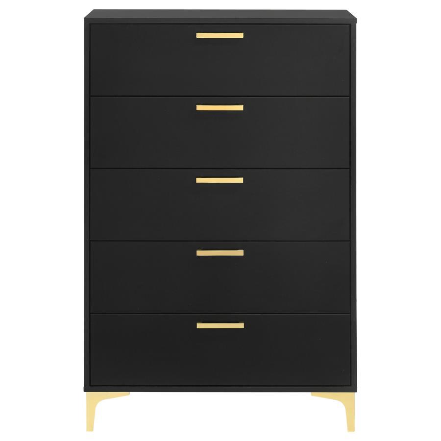 Kendall - 5 - Drawer Bedroom Chest - Black Accent Chest modern furniture Contempo Furniture