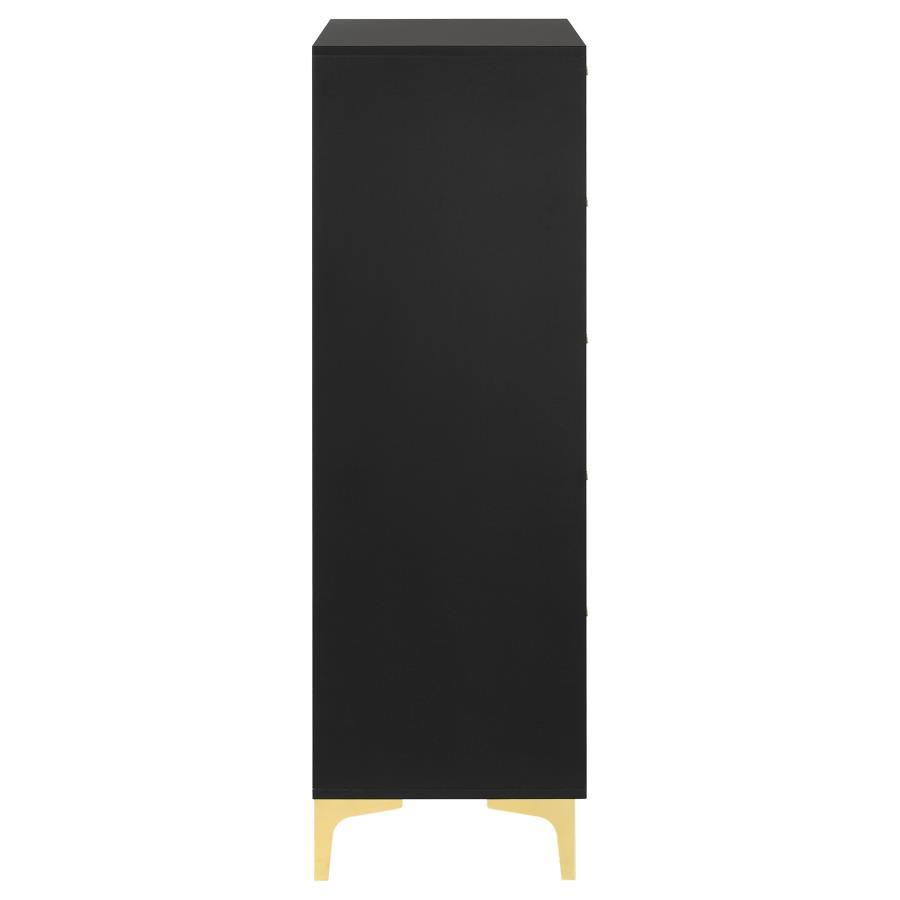 Kendall - 5 - Drawer Bedroom Chest - Black Accent Chest modern furniture Contempo Furniture