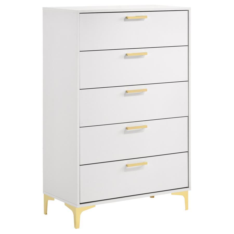 Kendall - 5 - Drawer Bedroom Chest - White Accent Chest modern furniture Contempo Furniture