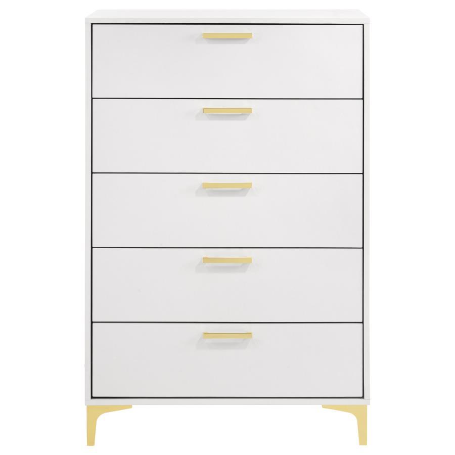 Kendall - 5 - Drawer Bedroom Chest - White Accent Chest modern furniture Contempo Furniture