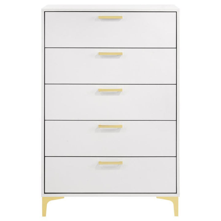 Kendall - 5 - Drawer Bedroom Chest - White Accent Chest modern furniture Contempo Furniture