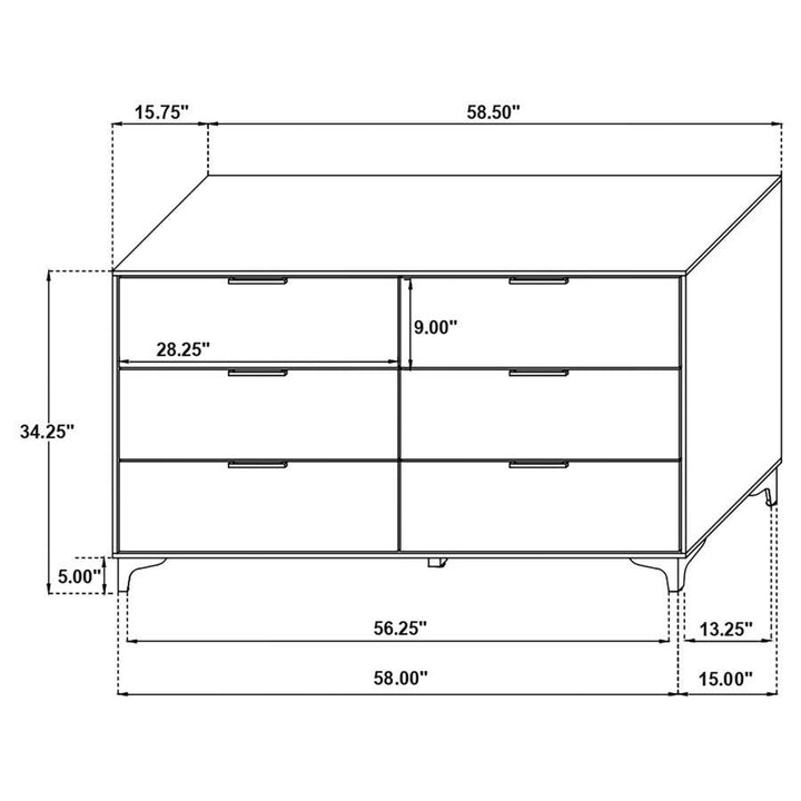 Kendall - 6 - Drawer Dresser - Black Dressers modern furniture Contempo Furniture