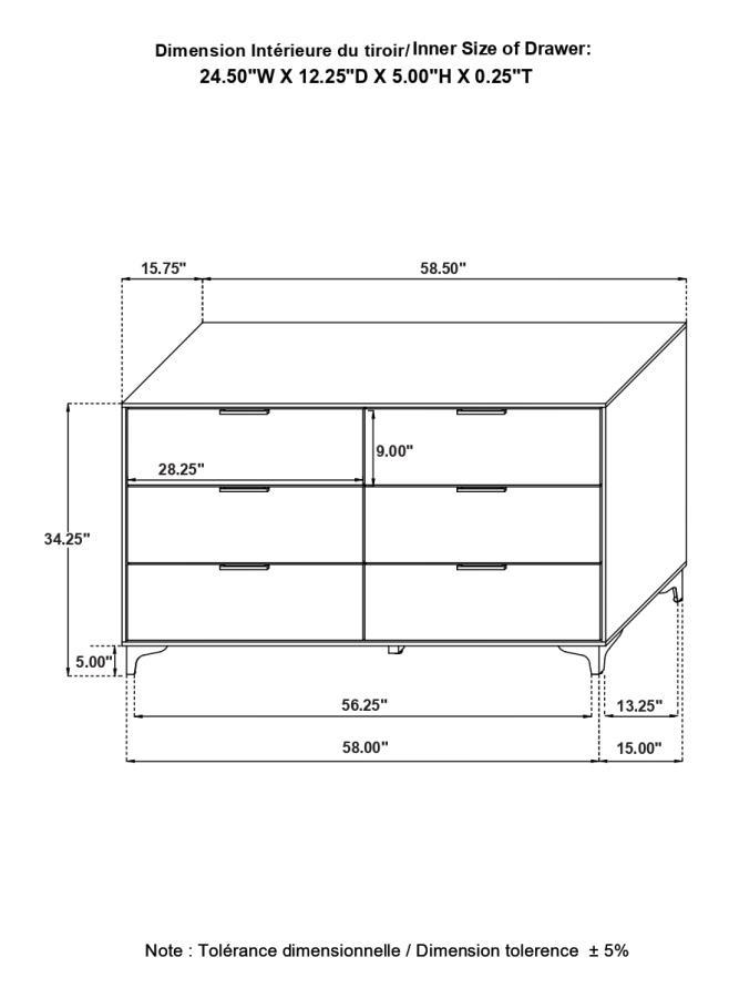 Kendall - 6 - Drawer Dresser - Black Dressers modern furniture Contempo Furniture
