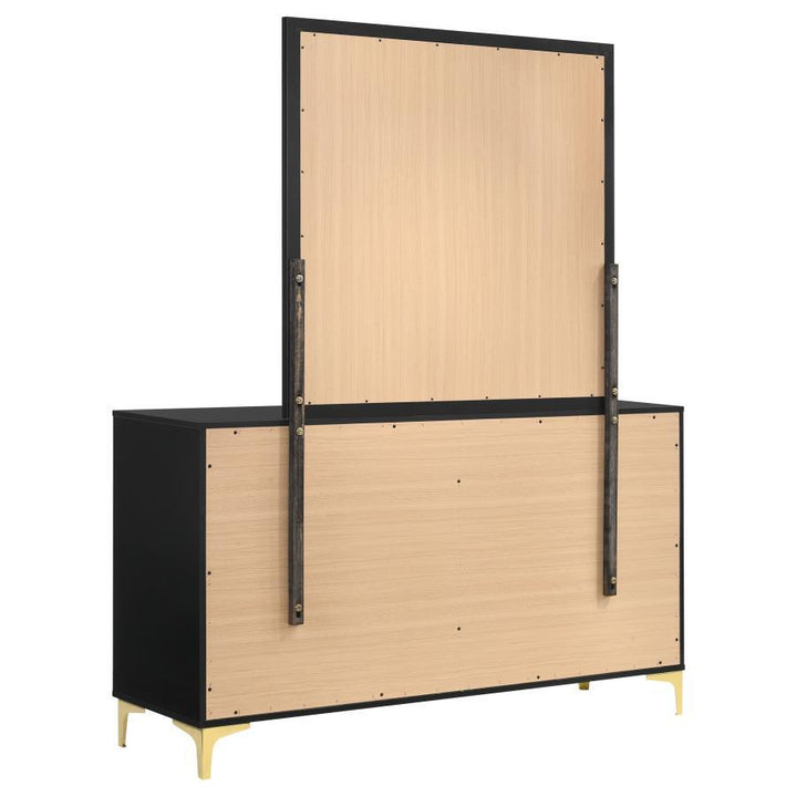 Kendall - 6 - Drawer Dresser With Mirror - Black Dresser &amp; Mirror modern furniture Contempo Furniture