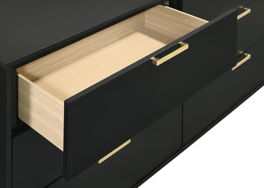 Kendall - 6 - Drawer Dresser With Mirror - Black Dresser & Mirror modern furniture Contempo Furniture