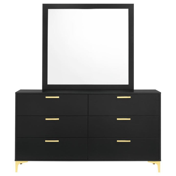 Kendall - 6 - Drawer Dresser With Mirror - Black Dresser &amp; Mirror modern furniture Contempo Furniture