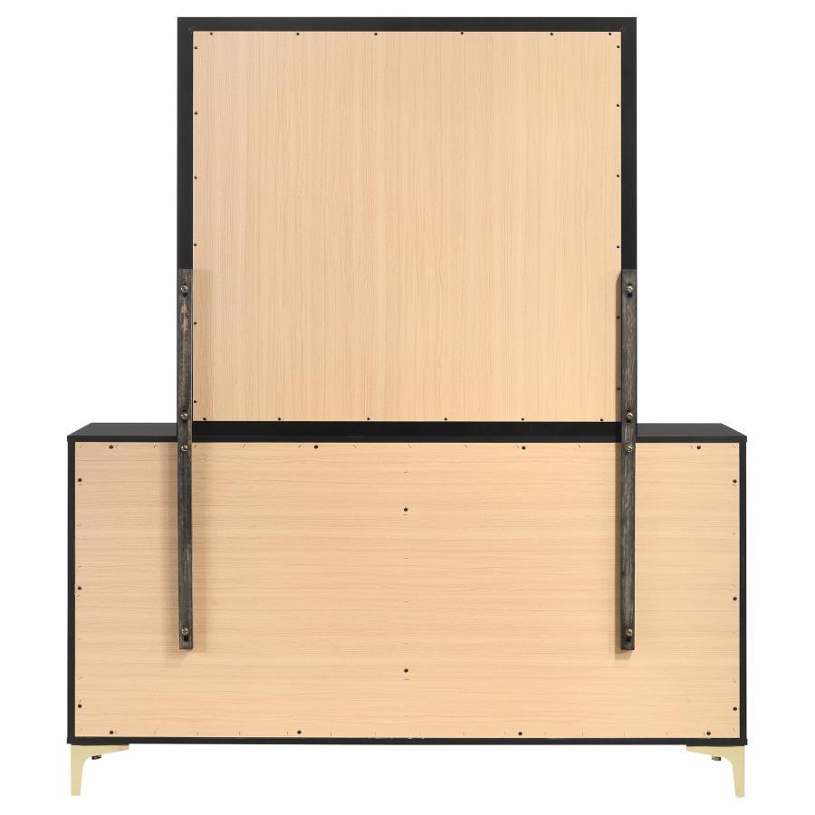 Kendall - 6 - Drawer Dresser With Mirror - Black Dresser & Mirror modern furniture Contempo Furniture