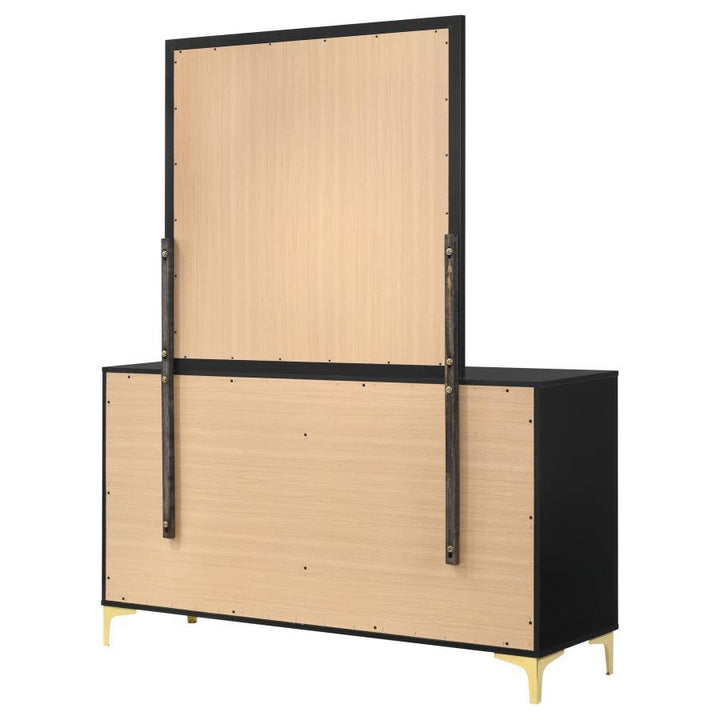 Kendall - 6 - Drawer Dresser With Mirror - Black Dresser &amp; Mirror modern furniture Contempo Furniture