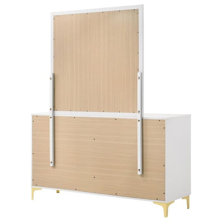 Kendall - 6 - Drawer Dresser With Mirror - White Dresser &amp; Mirror modern furniture Contempo Furniture