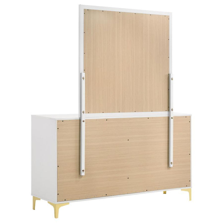 Kendall - 6 - Drawer Dresser With Mirror - White Dresser &amp; Mirror modern furniture Contempo Furniture