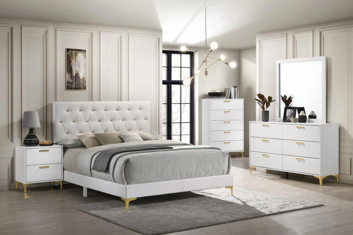 Kendall - 6 - Drawer Dresser With Mirror - White Dresser &amp; Mirror modern furniture Contempo Furniture