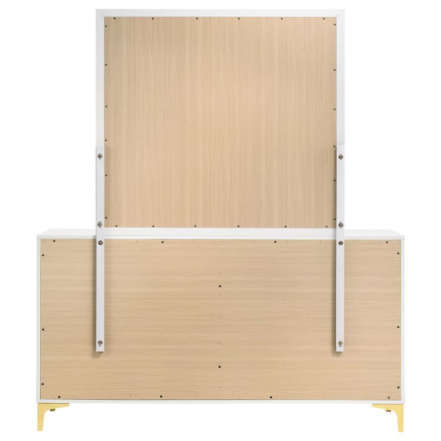 Kendall - 6 - Drawer Dresser With Mirror - White Dresser & Mirror modern furniture Contempo Furniture
