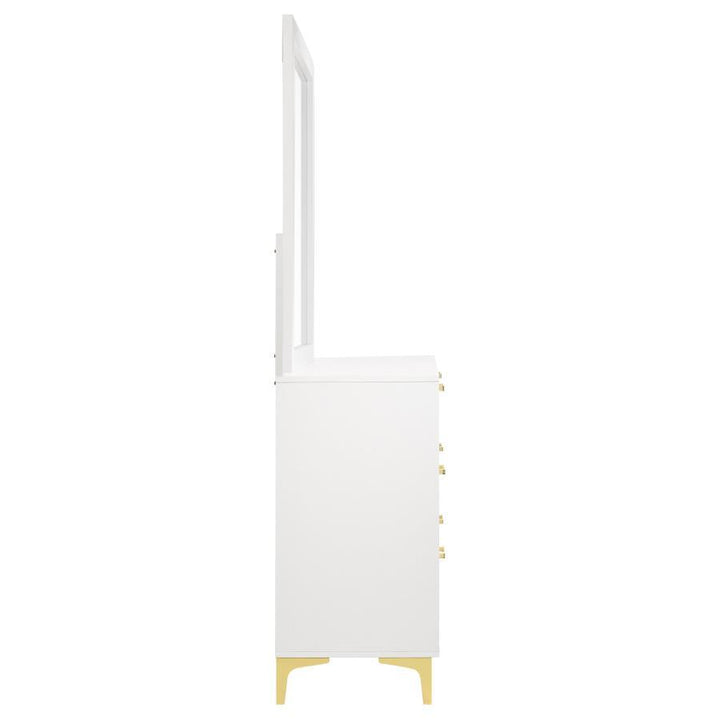 Kendall - 6 - Drawer Dresser With Mirror - White Dresser &amp; Mirror modern furniture Contempo Furniture