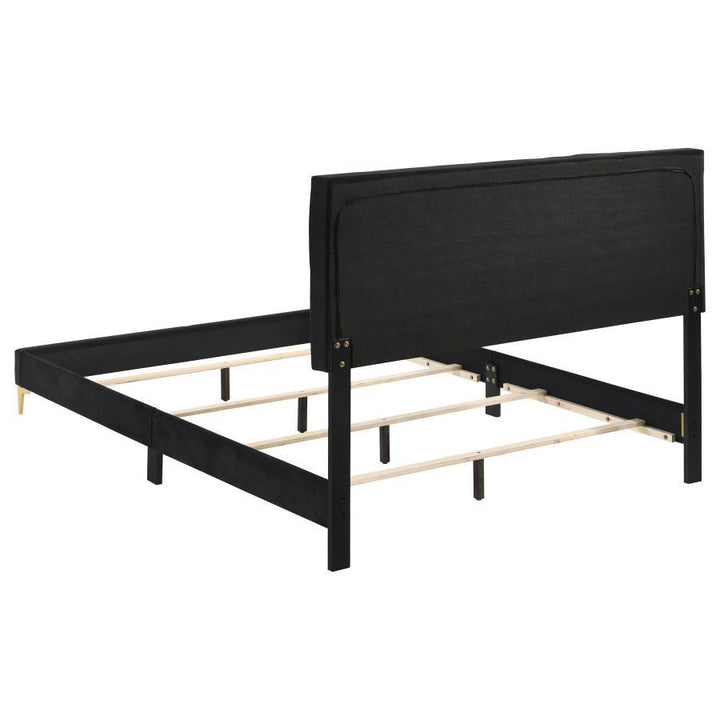 Kendall - Queen Upholstered Panel Bed - Black Upholstered Bed modern furniture Contempo Furniture