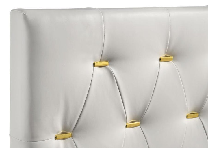Kendall - Upholstered Eastern King Panel Bed - White Upholstered Bed modern furniture Contempo Furniture