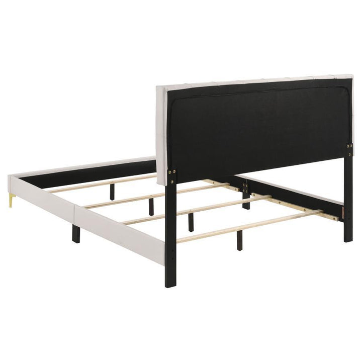 Kendall - Upholstered Queen Panel Bed - White Upholstered Bed modern furniture Contempo Furniture