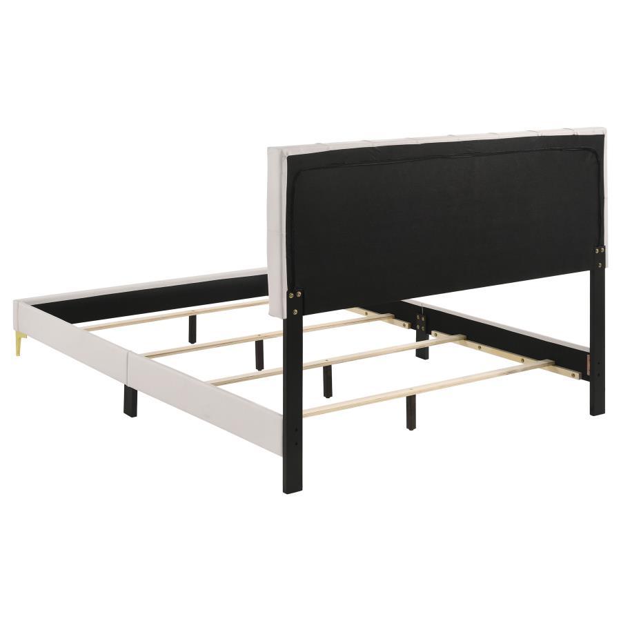Kendall - Upholstered Queen Panel Bed - White Upholstered Bed modern furniture Contempo Furniture
