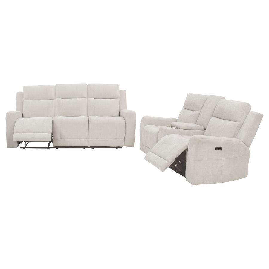 Kennett - 2 - Piece Chenille Power Reclining Sofa Set - Ivory Reclining Sofa & Loveseat modern furniture Contempo Furniture