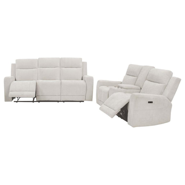 Kennett - 2 - Piece Chenille Power Reclining Sofa Set - Ivory Reclining Sofa &amp; Loveseat modern furniture Contempo Furniture