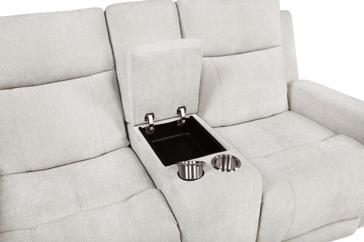 Kennett - 2 - Piece Chenille Power Reclining Sofa Set - Ivory Reclining Sofa &amp; Loveseat modern furniture Contempo Furniture