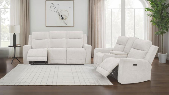 Kennett - 2 - Piece Chenille Power Reclining Sofa Set - Ivory Reclining Sofa &amp; Loveseat modern furniture Contempo Furniture