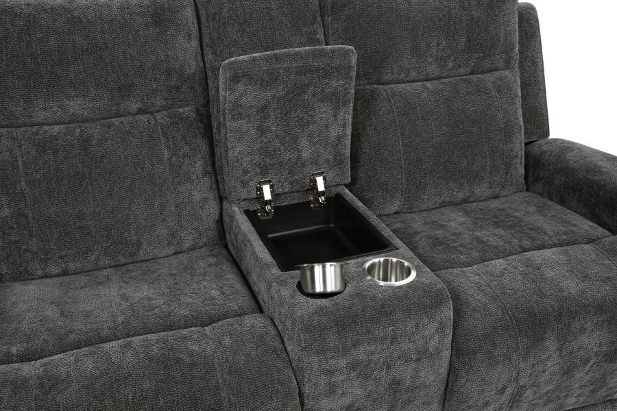 Kennett - 3 Piece Chenille Power Reclining Sofa Set - Dark Gray 3 - Piece Living Room Set modern furniture Contempo Furniture