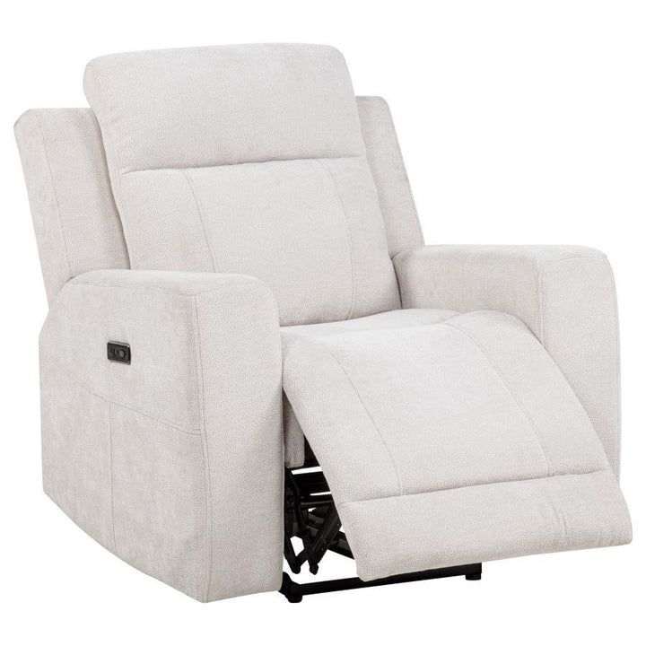 Kennett - 3 - Piece Chenille Power Reclining Sofa Set - Ivory 3 - Piece Living Room Set modern furniture Contempo Furniture