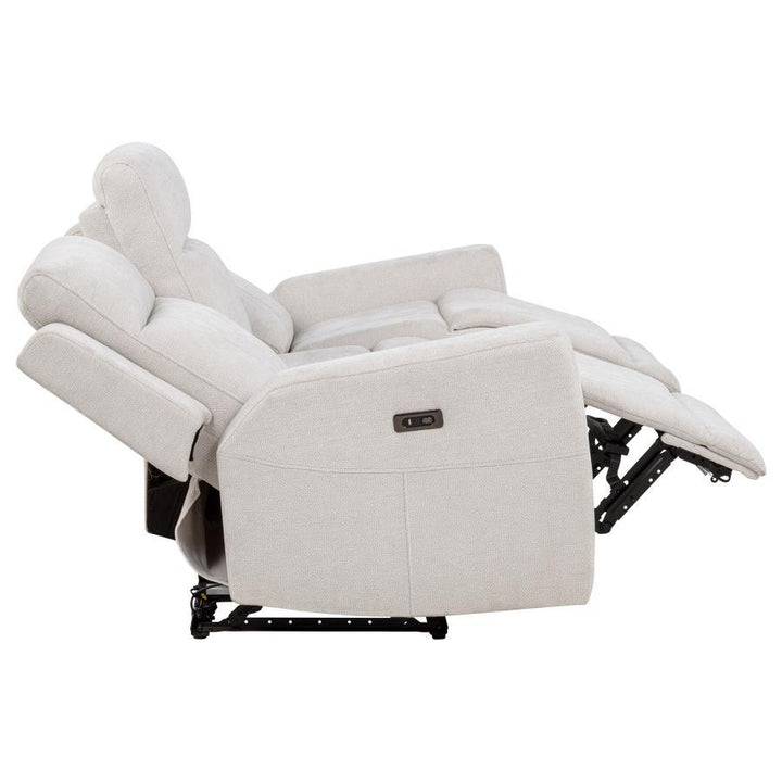 Kennett - 3 - Piece Chenille Power Reclining Sofa Set - Ivory 3 - Piece Living Room Set modern furniture Contempo Furniture