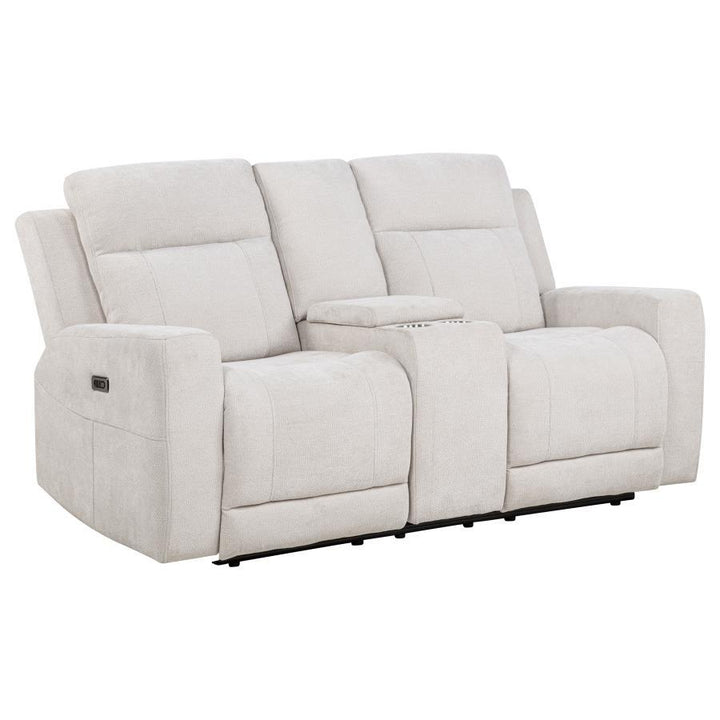 Kennett - 3 - Piece Chenille Power Reclining Sofa Set - Ivory 3 - Piece Living Room Set modern furniture Contempo Furniture