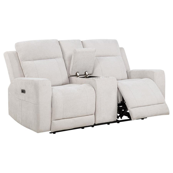 Kennett - 3 - Piece Chenille Power Reclining Sofa Set - Ivory 3 - Piece Living Room Set modern furniture Contempo Furniture
