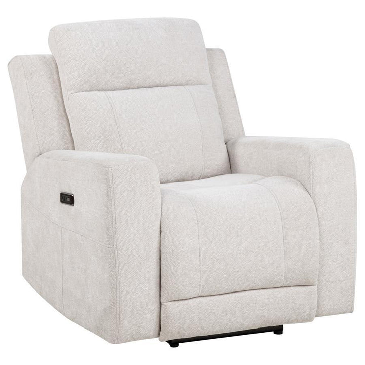 Kennett - 3 - Piece Chenille Power Reclining Sofa Set - Ivory 3 - Piece Living Room Set modern furniture Contempo Furniture
